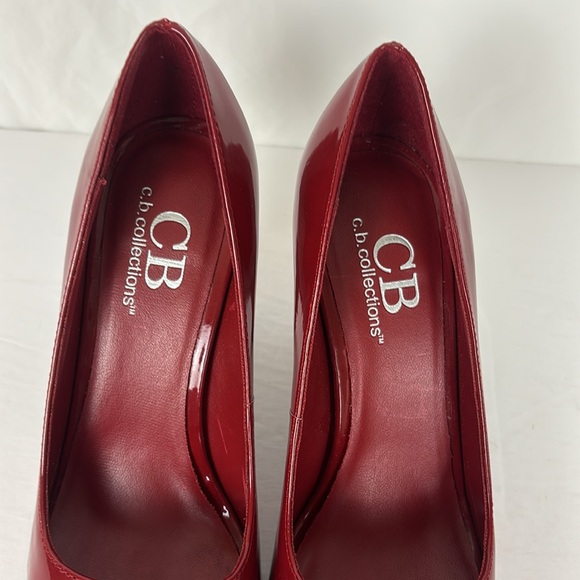 CB Collections Women’s Sz 7.5 Shoes with Heel Peeptoe RED PATENT LEATHER Org Box - Picture 9 of 11